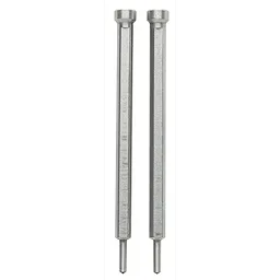 The image displays two Retractable Pilot Pins, which are slender, metallic tools with hexagonal bodies and pointed ends. They have a sleek, silver finish and are designed for precision drilling tasks.