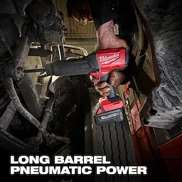 M18 FUEL STRIKER Hammer Chisel in use on vehicle suspension above a large tire.