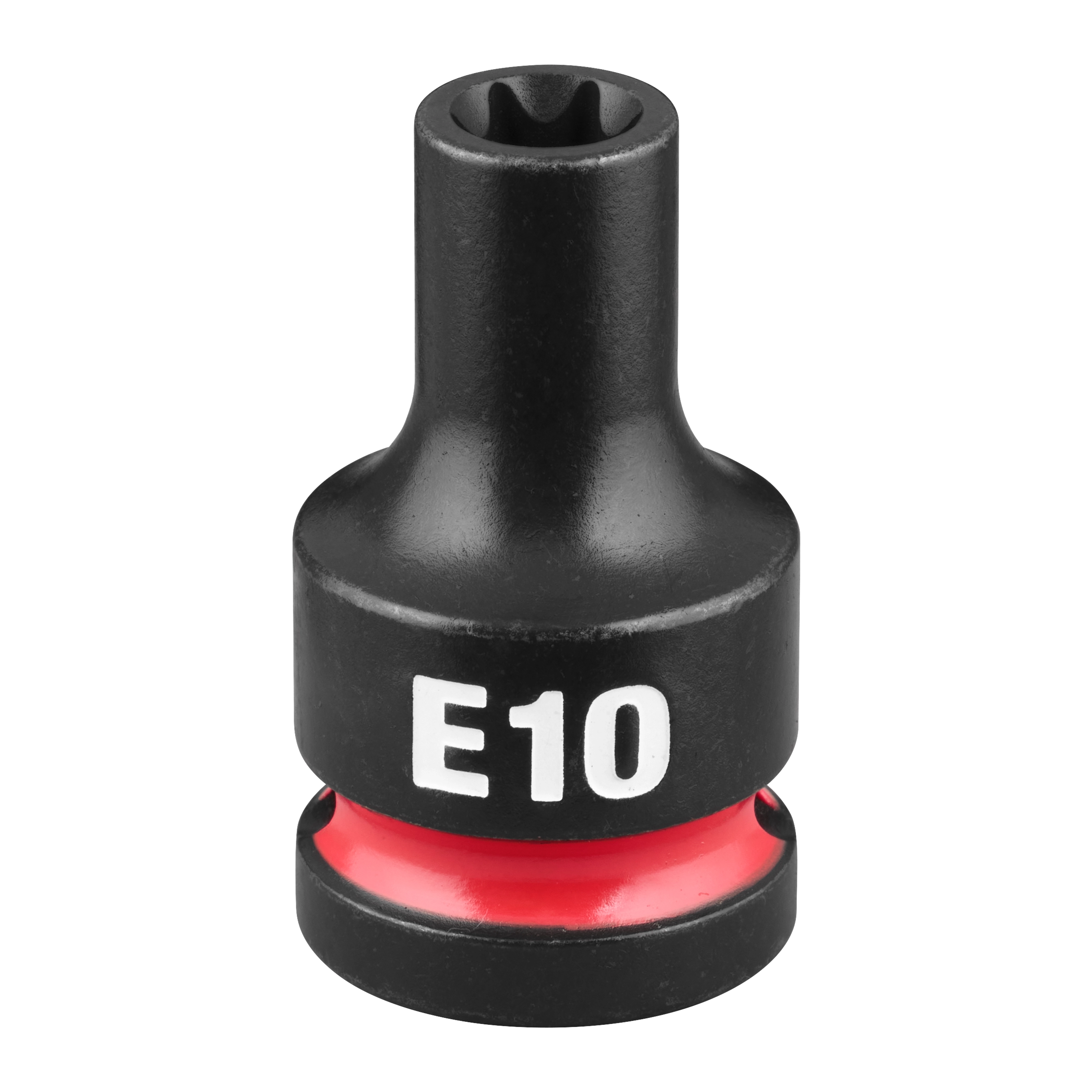 SHOCKWAVE Impact Duty 1/2" Drive E-Torx E10 Bit Socket standing upright with E10 text and a red band near the base.
