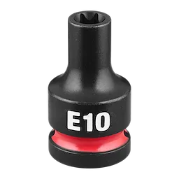 SHOCKWAVE Impact Duty 1/2" Drive E-Torx E10 Bit Socket standing upright with E10 text and a red band near the base.