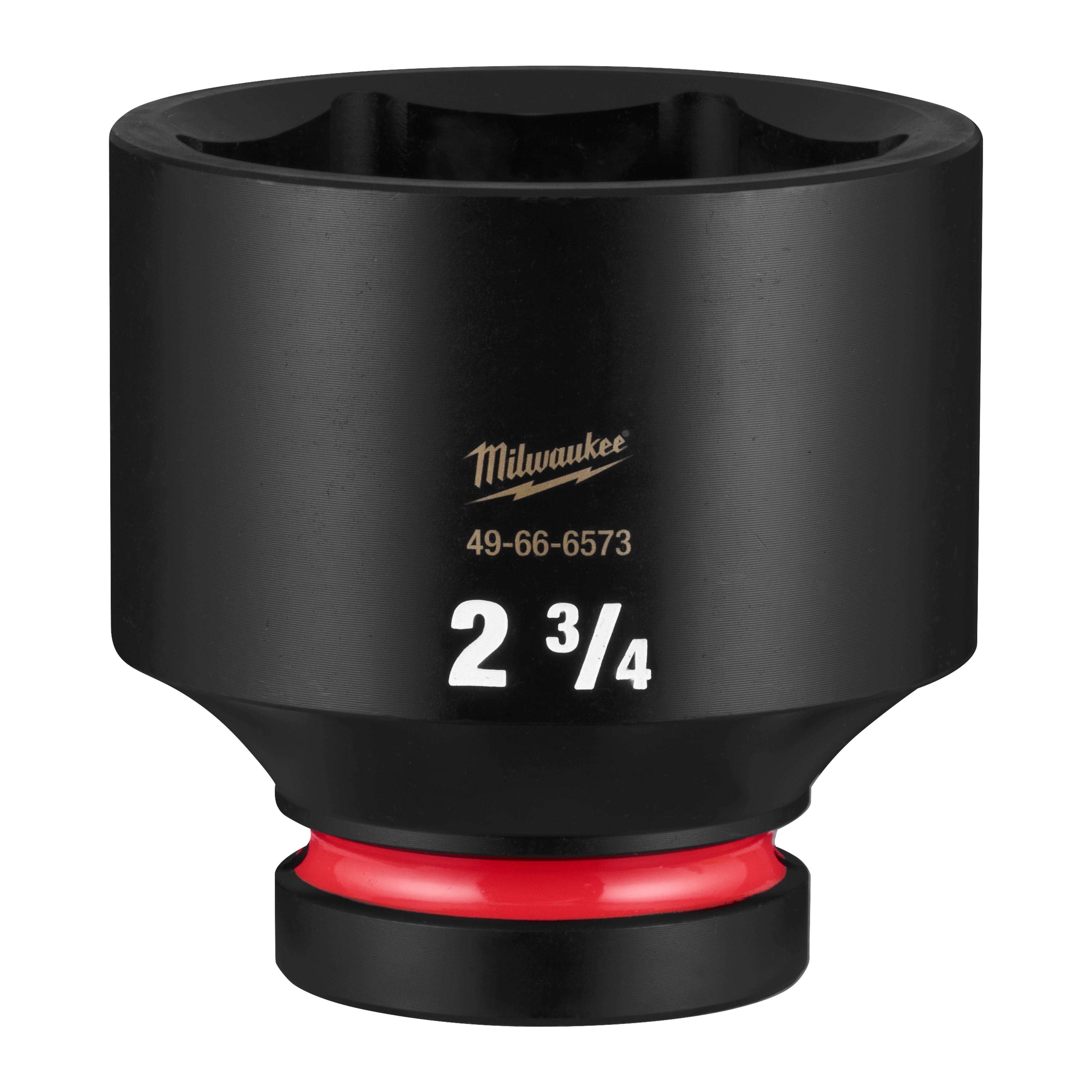 SHOCKWAVE Impact Duty 1" Drive 2-3/4" Standard 6 Point Socket standing upright with a red ring near the base.