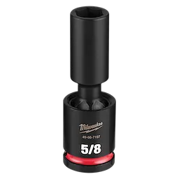 SHOCKWAVE Impact Duty 1/2" Drive 5/8" Deep Swivel Socket standing upright with 5/8 marking and red ring.