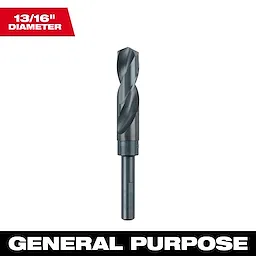 Milwaukee 48-89-2748 drill bit with 13/16" diameter, designed for general-purpose drilling. Black finish on a white background.