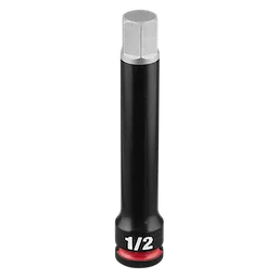 SHOCKWAVE Impact Duty 3/8" Drive 4" Hex 1/2 Bit Socket standing upright with 1/2 marking near the base.