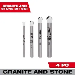 4 PC Granite and Stone Bit Set displayed upright in a row against a plain background.