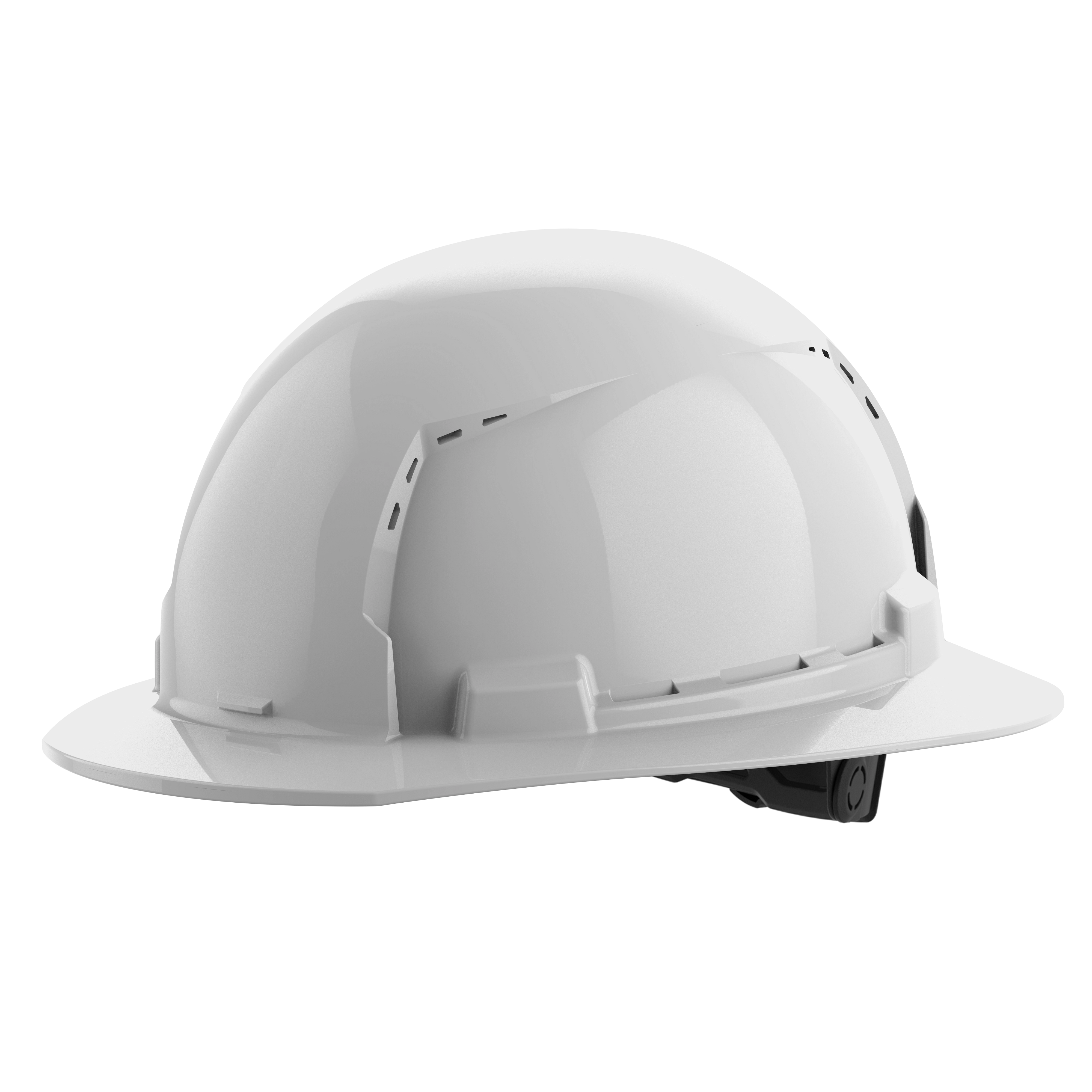 BOLT White Full Brim Vented Hard Hat w/6pt Ratcheting Suspension (USA) - Type 1, Class C on a plain background