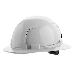BOLT White Full Brim Vented Hard Hat w/6pt Ratcheting Suspension (USA) - Type 1, Class C on a plain background
