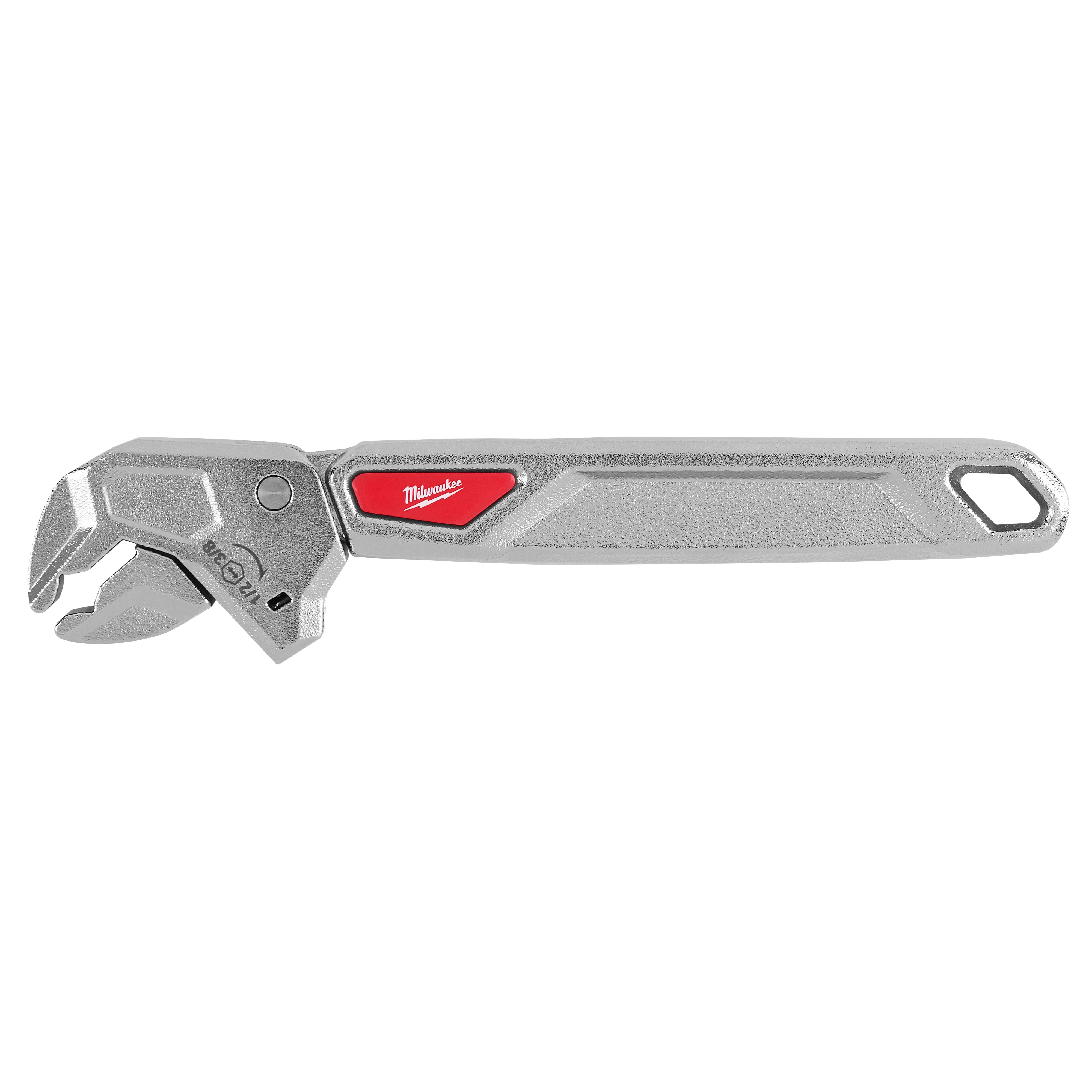 6" Ratcheting Adjustable Wrench with a long metal handle and ratcheting jaw, featuring a red accent panel.