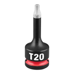 The SHOCKWAVE Impact Duty 3/8" Drive 2" Torx T20 Bit Socket features a black and silver bit with "T20" clearly labeled in white on the black socket base.