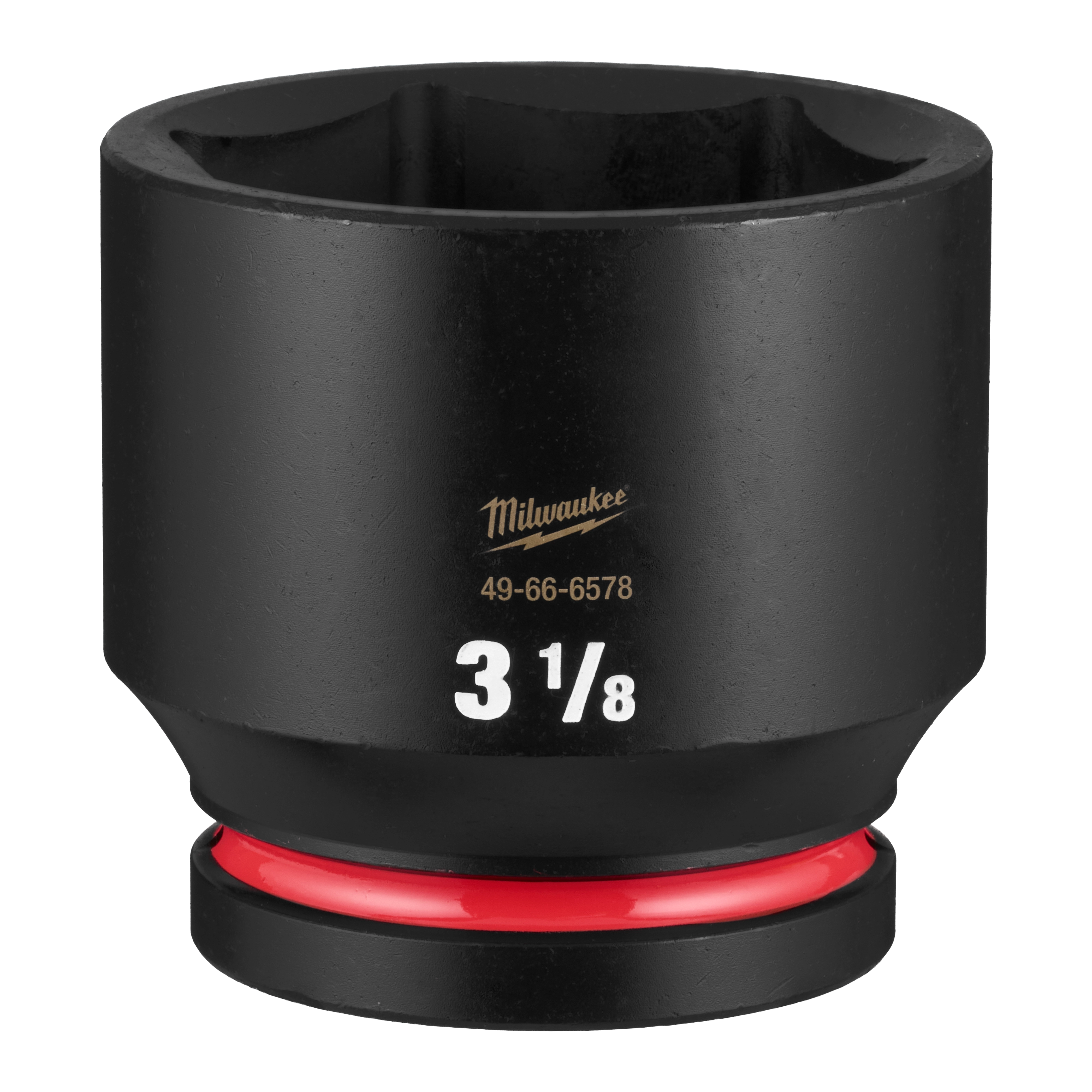 SHOCKWAVE Impact Duty 1" Drive 3-1/8" Standard 6 Point Socket, black with a red ring near the base.