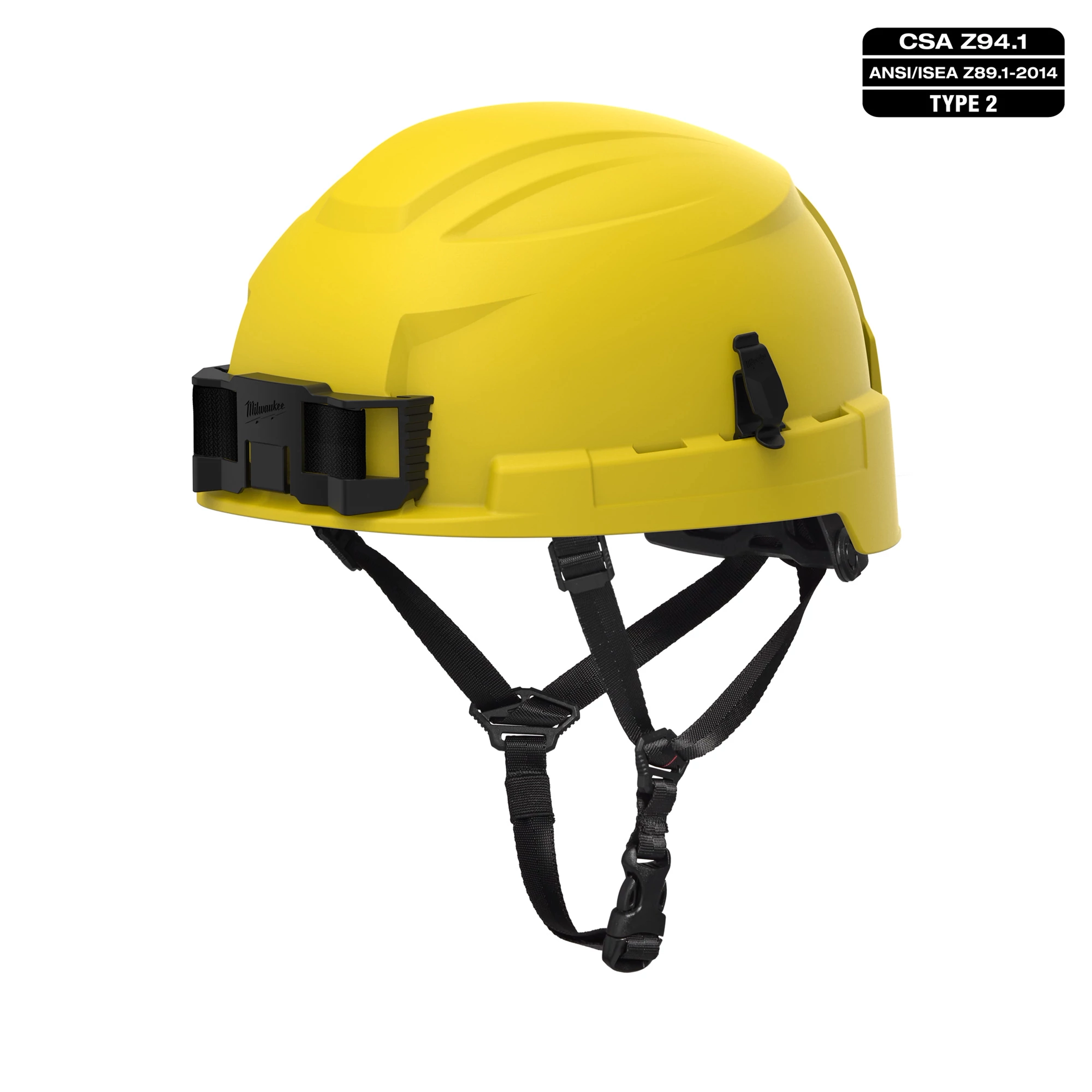 BOLT Yellow Safety Helmet with 4-point Ratcheting Suspension, Type 2, Class E. CSA Z94.1 and ANSI/ISEA Z89.1-2014 certified.