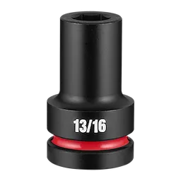 SHOCKWAVE Impact Duty 1" Drive 13/16" Deep 6 Point Socket standing upright with 13/16 marking and red ring near base.