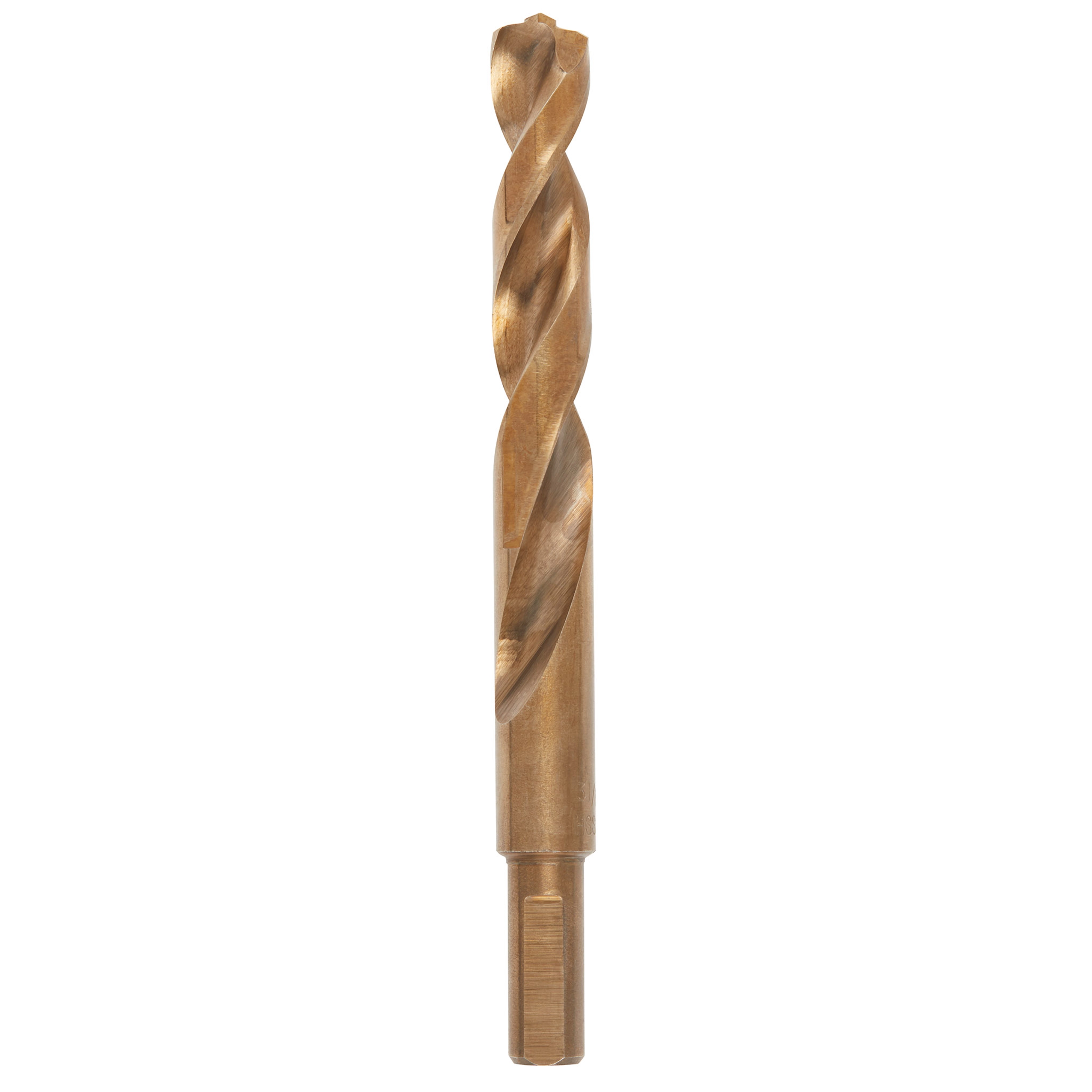 RED HELIX Cobalt 31/64" Drill Bit in a metallic bronze finish, featuring a twisted design and hexagonal shank.