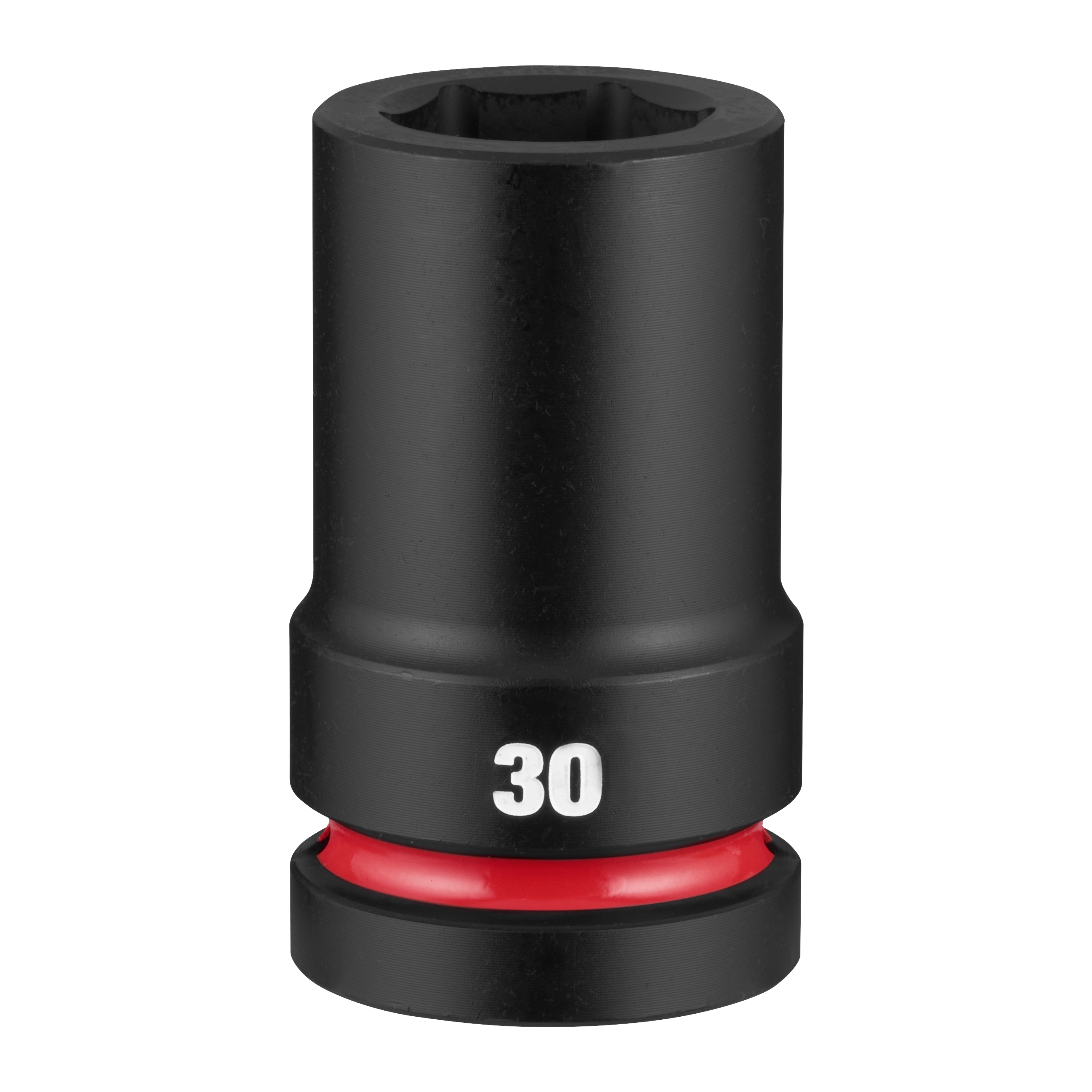 SHOCKWAVE Impact Duty 1" Drive 30mm Deep 6 Point Socket standing upright with 30 marking and red ring near base.