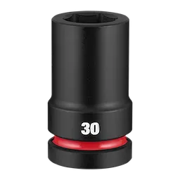 SHOCKWAVE Impact Duty 1" Drive 30mm Deep 6 Point Socket standing upright with 30 marking and red ring near base.