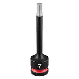 SHOCKWAVE Impact Duty 1/2" Drive 4" Hex 7mm Bit Socket standing upright on a plain background.