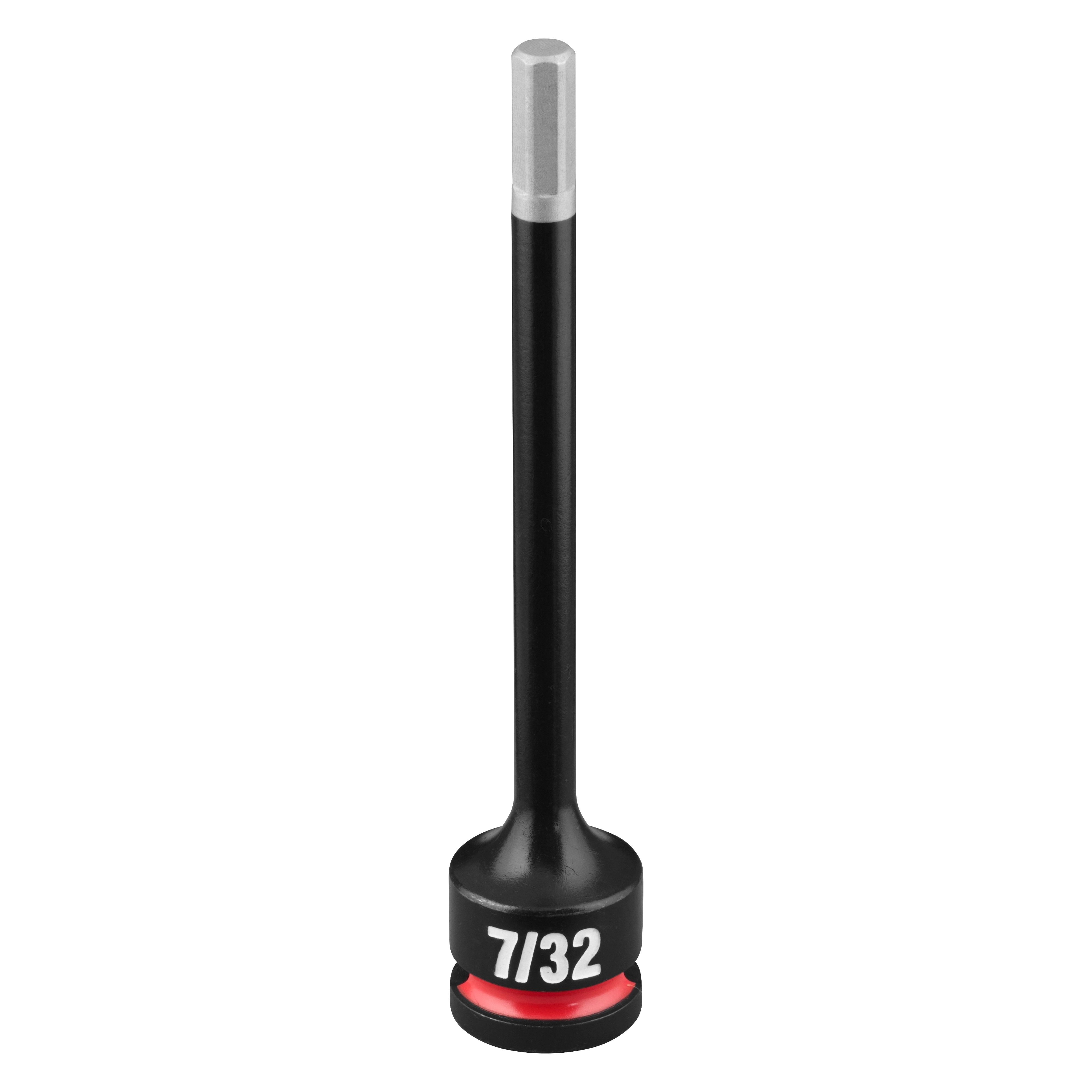 SHOCKWAVE Impact Duty 3/8" Drive 4" Hex 7/32" Bit Socket standing upright on a plain background.