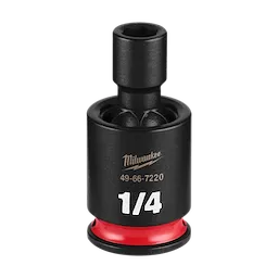SHOCKWAVE Impact Duty 1/4" Drive 1/4" Standard Swivel Socket standing upright with a red ring base.