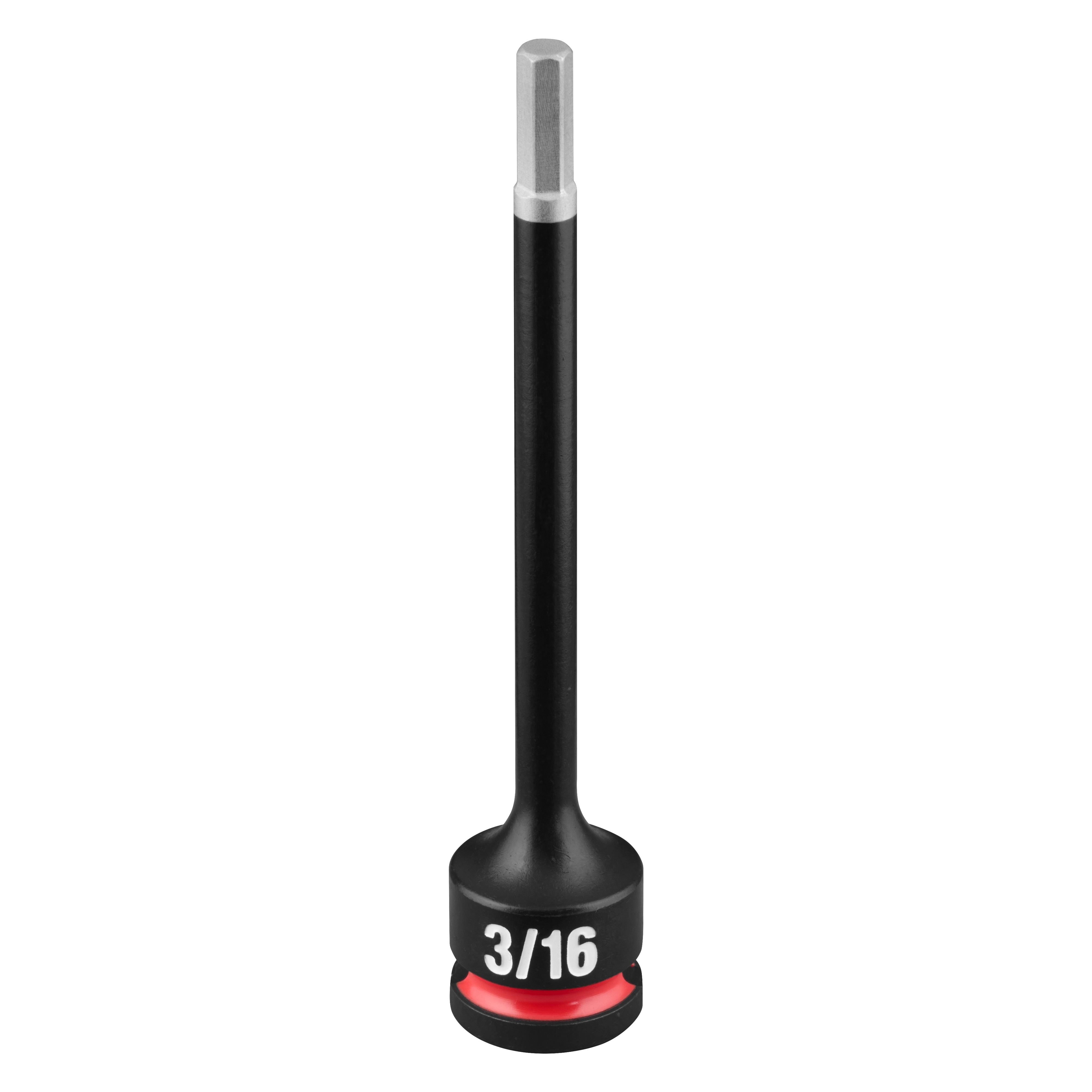 SHOCKWAVE Impact Duty 3/8" Drive 4" Hex 3/16" Bit Socket standing upright on a plain background.