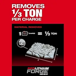 Graphic highlighting material removal capacity for the M18 FUEL 18 lb SDS MAX Demolition Hammer Kit w/ ONE-KEY