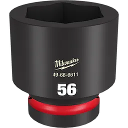 1" DR 56MM STD Impact Socket, black with red ring, 56 in large white numbers, product code 49-66-6611, brand logo visible.