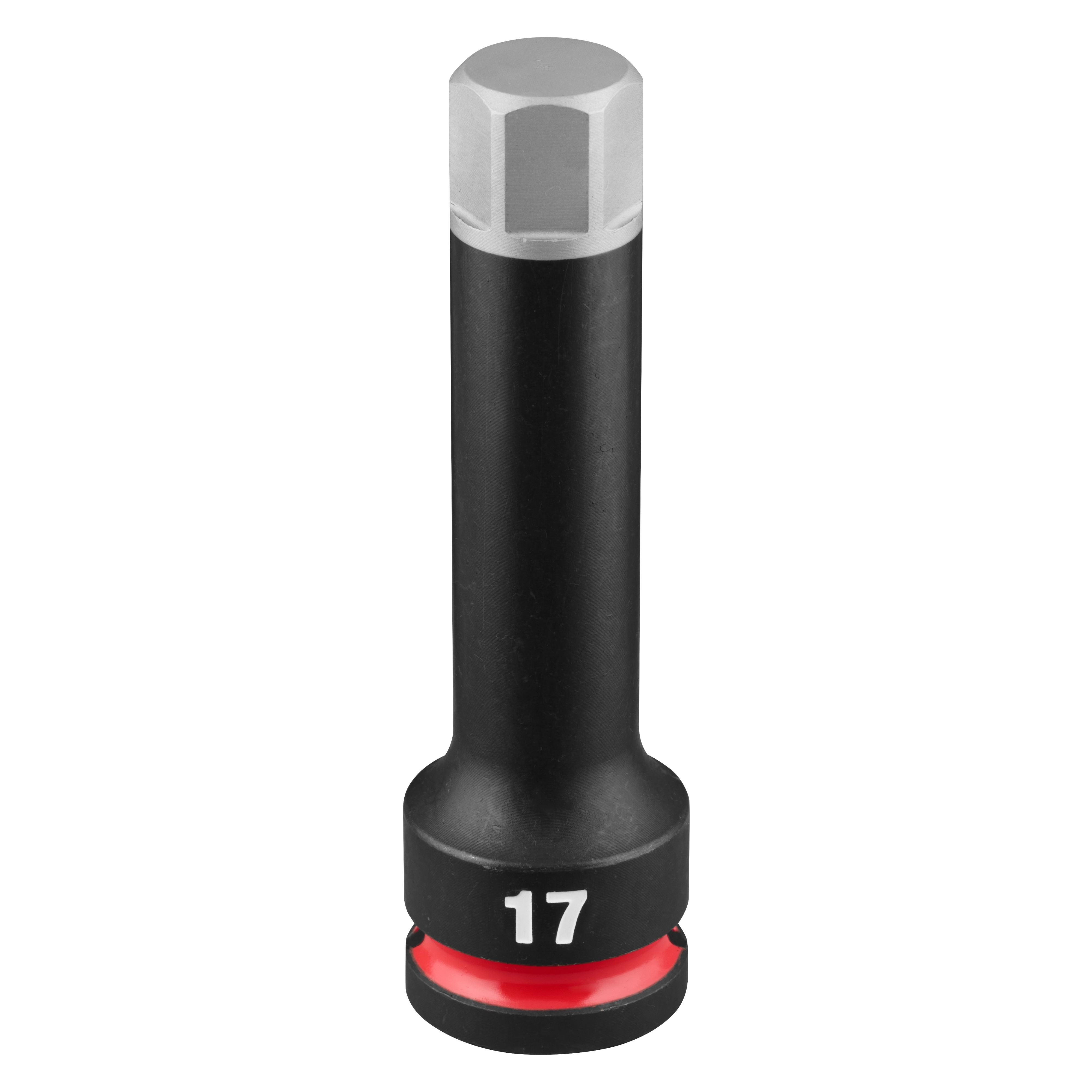 SHOCKWAVE Impact Duty 1/2" Drive 4" Hex 17mm Bit Socket standing upright with the number 17 near the base.