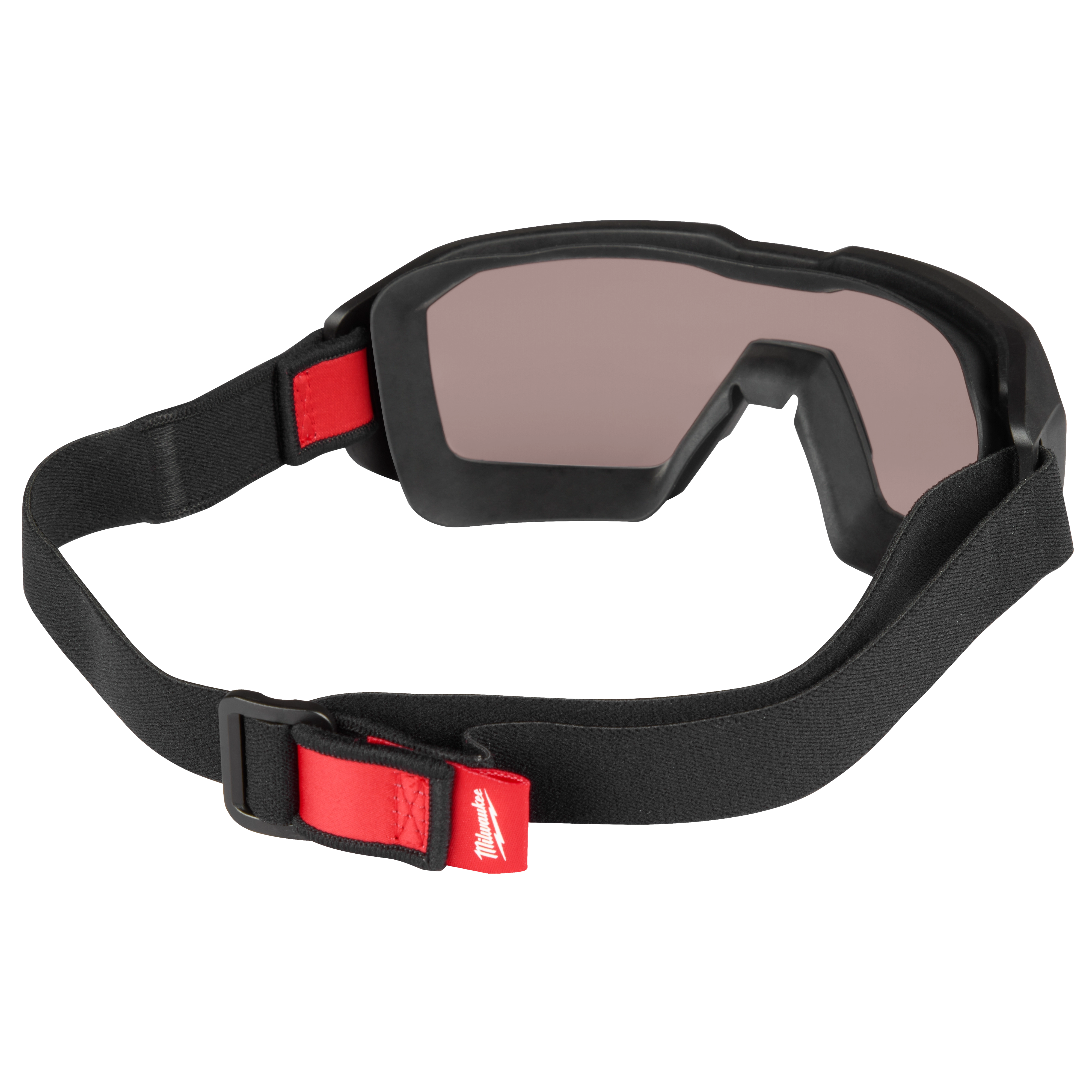 Vented Low-Profile Goggles with Tinted Dual Coat Lens feature an adjustable black strap with red accents and a wide, tinted lens.