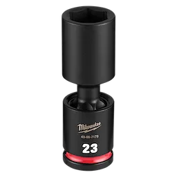 SHOCKWAVE Impact Duty 1/2" Drive 23MM Deep Swivel Socket standing upright with a red band near the base.