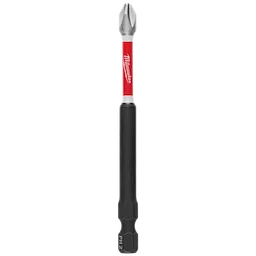 Phillips screwdriver bit with a red and white Milwaukee branding, hexagonal base, and size marking "PH2".