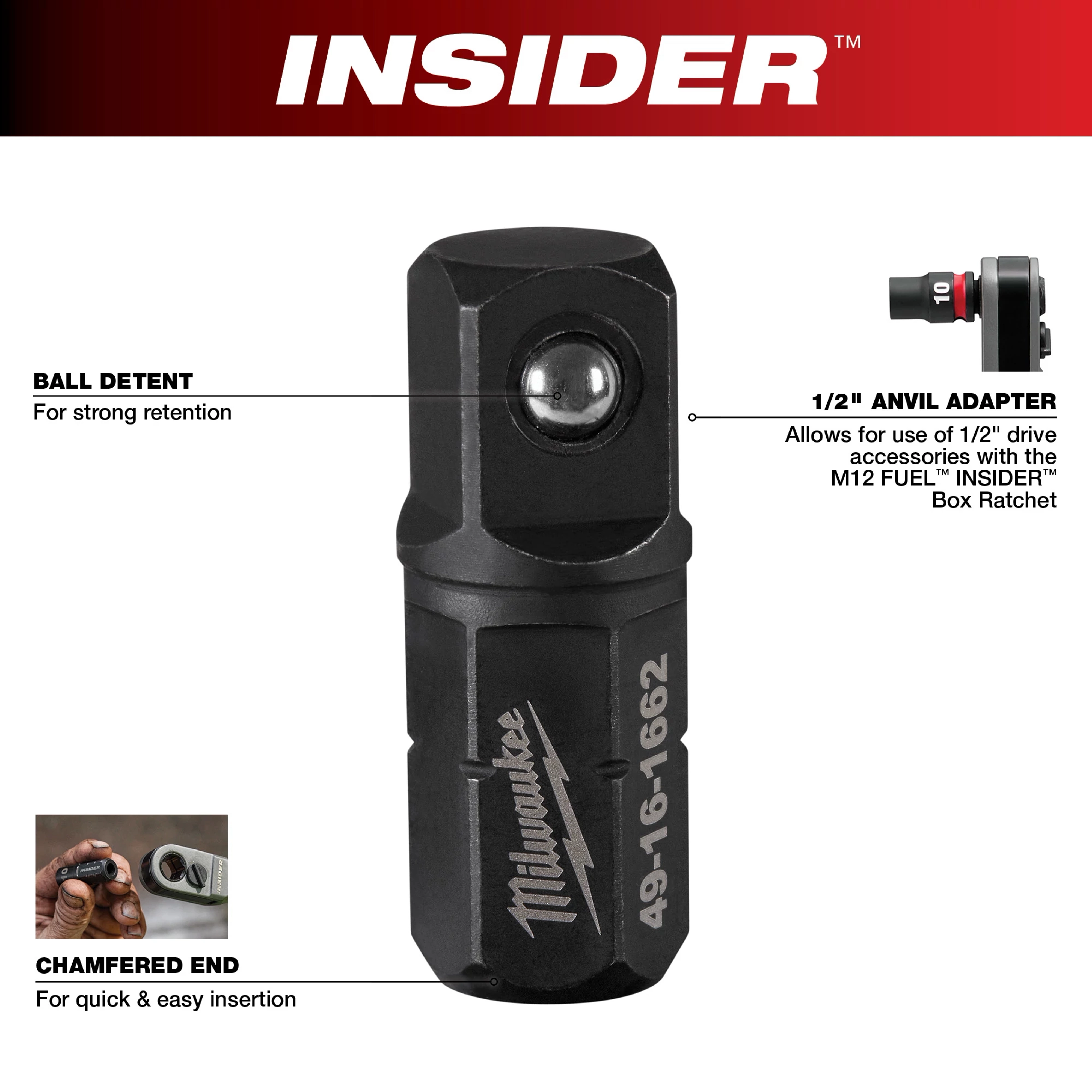 INSIDER™ Box Ratchet 1/2" Anvil Adapter