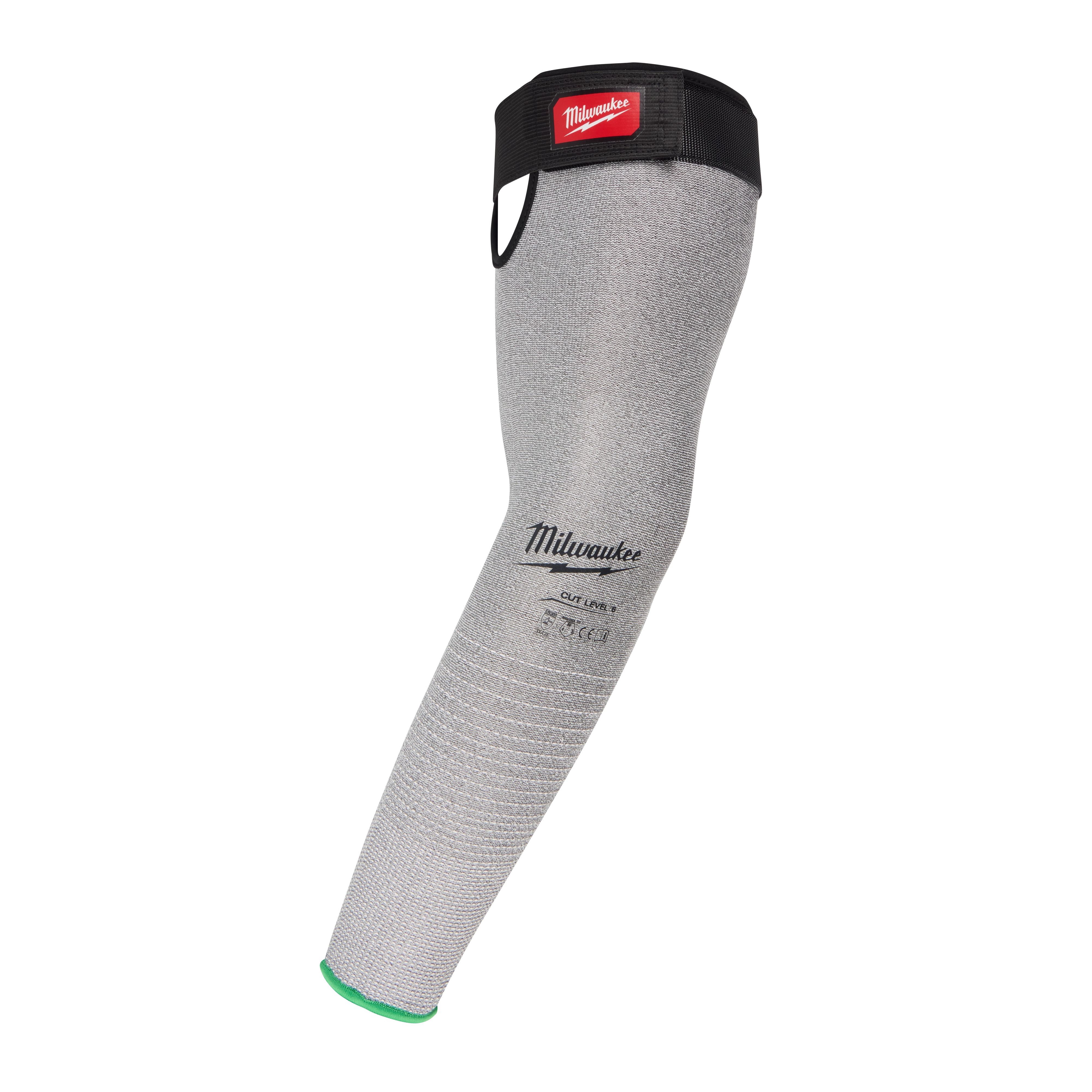 Cut Level 6 Protective Sleeves, gray with a red label, featuring a textured surface and elastic straps for secure fit.