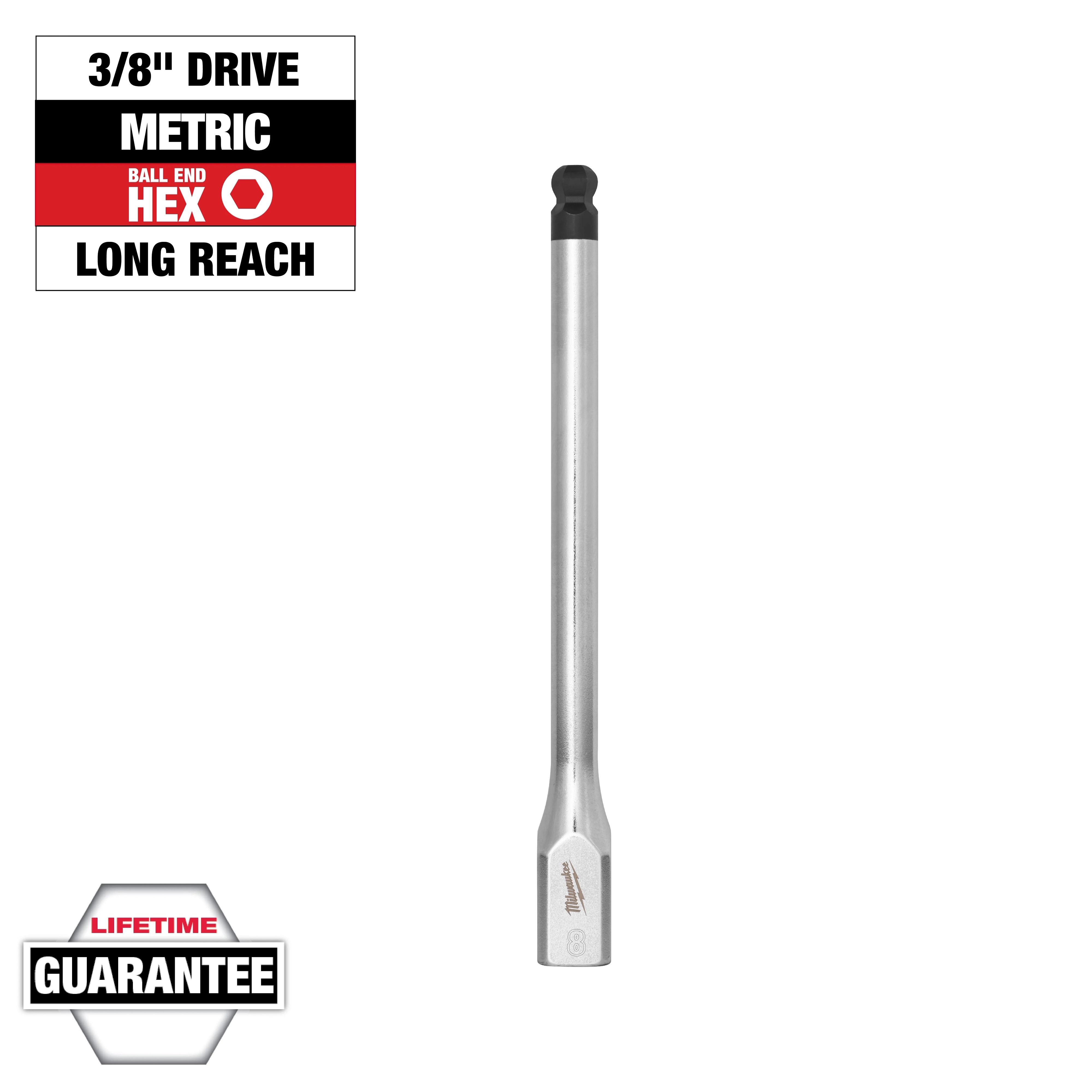 3/8" Drive 8mm Long Ball End Hex Bit Socket with a long reach design, metric measurement, and lifetime guarantee.