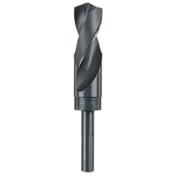 1-1/16" S&D black oxide drill bit featuring a spiral design for increased cutting efficiency and a sturdy hex shank.