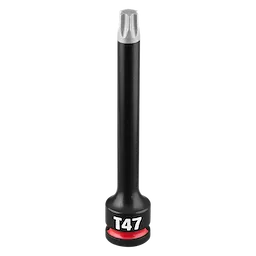SHOCKWAVE Impact Duty 3/8" Drive 4" Torx T47 Bit Socket standing upright on a plain background.