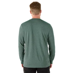 A person is shown from the back wearing a FREEFLEX Hybrid Work Tee - Long Sleeve in green. The shirt features a simple design with a crew neckline and long sleeves.