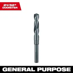 Milwaukee 48-89-2743 general purpose drill bit with a 21/32 inch diameter displayed against a white background.