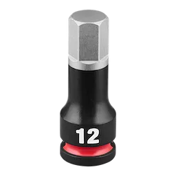 SHOCKWAVE Impact Duty 3/8" Drive 2" Hex 12mm Bit Socket with a black and silver finish.