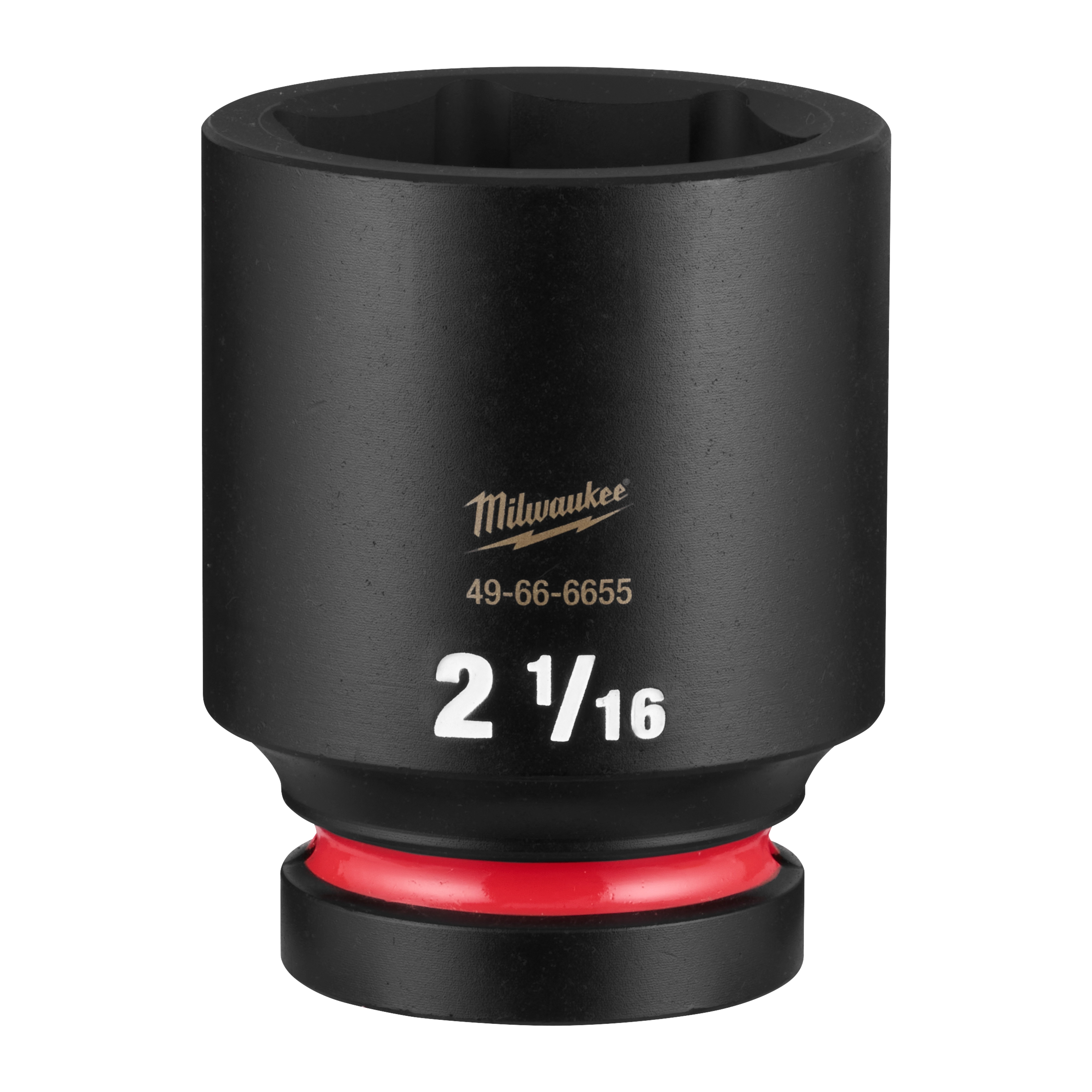 SHOCKWAVE Impact Duty 1" Drive 2-1/16" Deep 6 Point Socket standing upright with visible size marking.