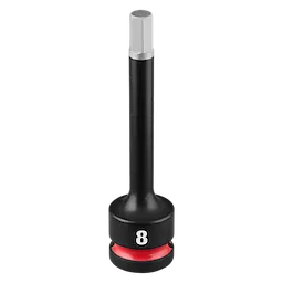 SHOCKWAVE Impact Duty 1/2" Drive 4" Hex 8mm Bit Socket standing upright with an 8 marking and red band near the base.