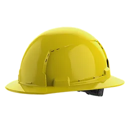 BOLT Yellow Full Brim Vented Hard Hat w/6pt Ratcheting Suspension (USA) - Type 1, Class C on a plain background