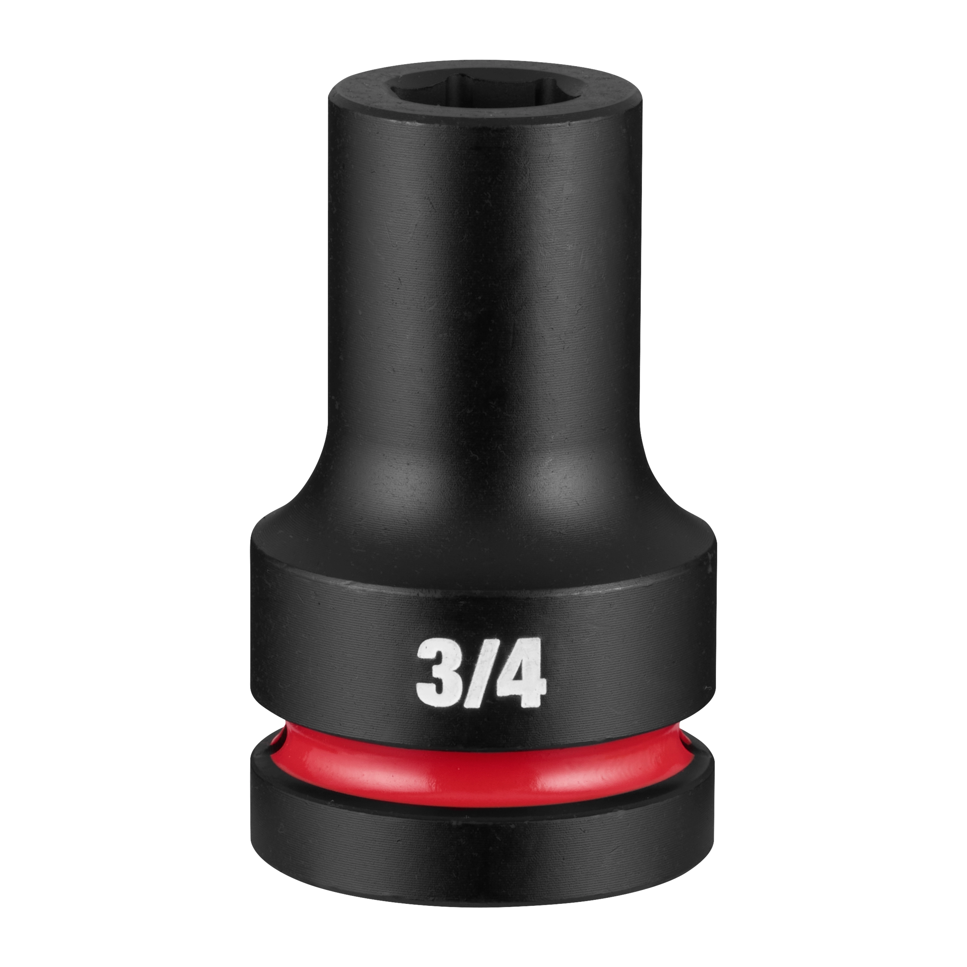 SHOCKWAVE Impact Duty 1" Drive 3/4" Deep 6 Point Socket standing upright with a red ring near the base.