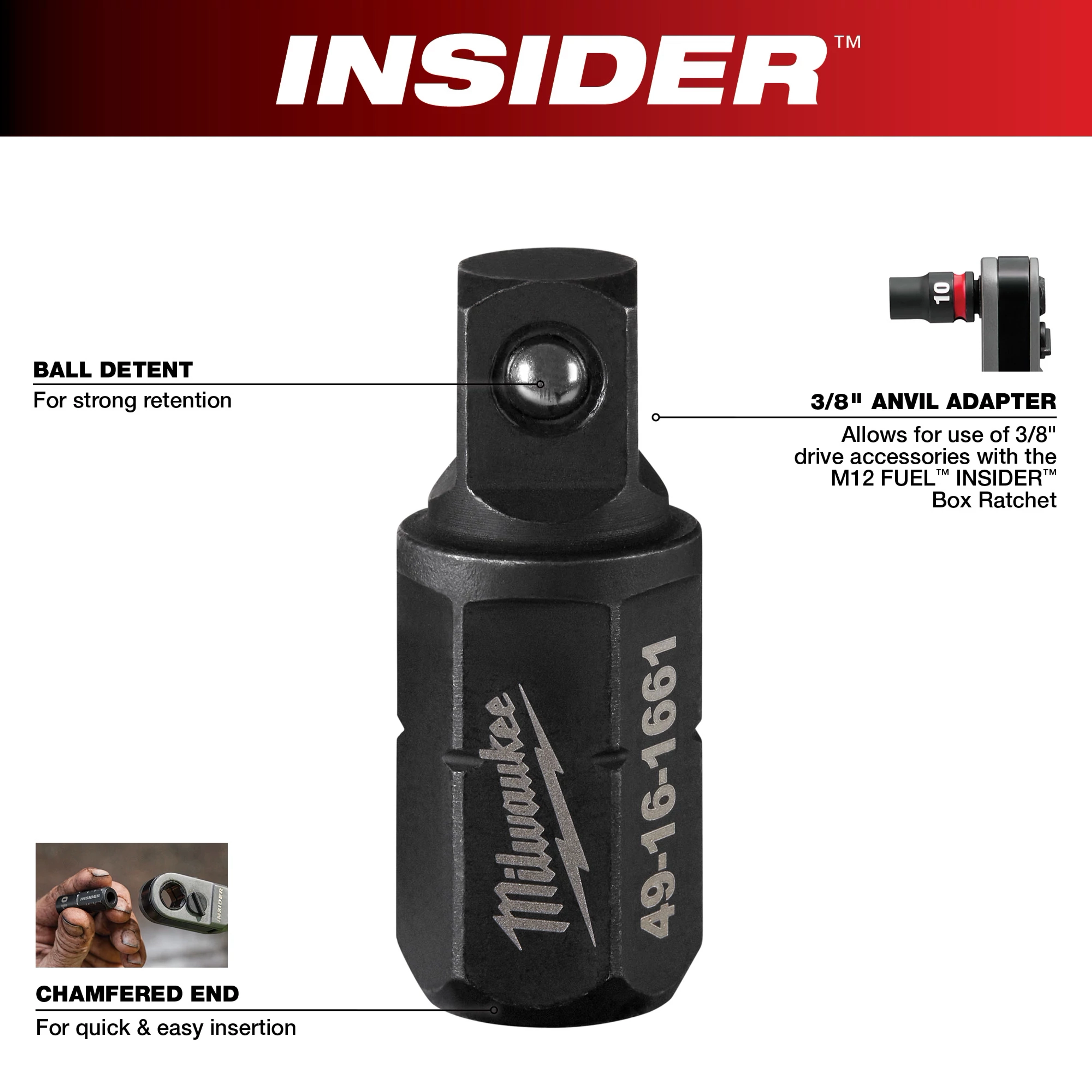 INSIDER™ Box Ratchet 3/8" Anvil Adapter