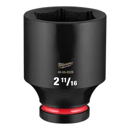 Black SHOCKWAVE Impact Duty 1" Drive 2-11/16" Deep 6 Point Socket standing upright on a plain background.