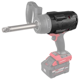 M18 FUEL 3/4" Ext. Anvil High Torque Impact Wrench w/ ONE-KEY Protective Boot standing upright on its battery base.