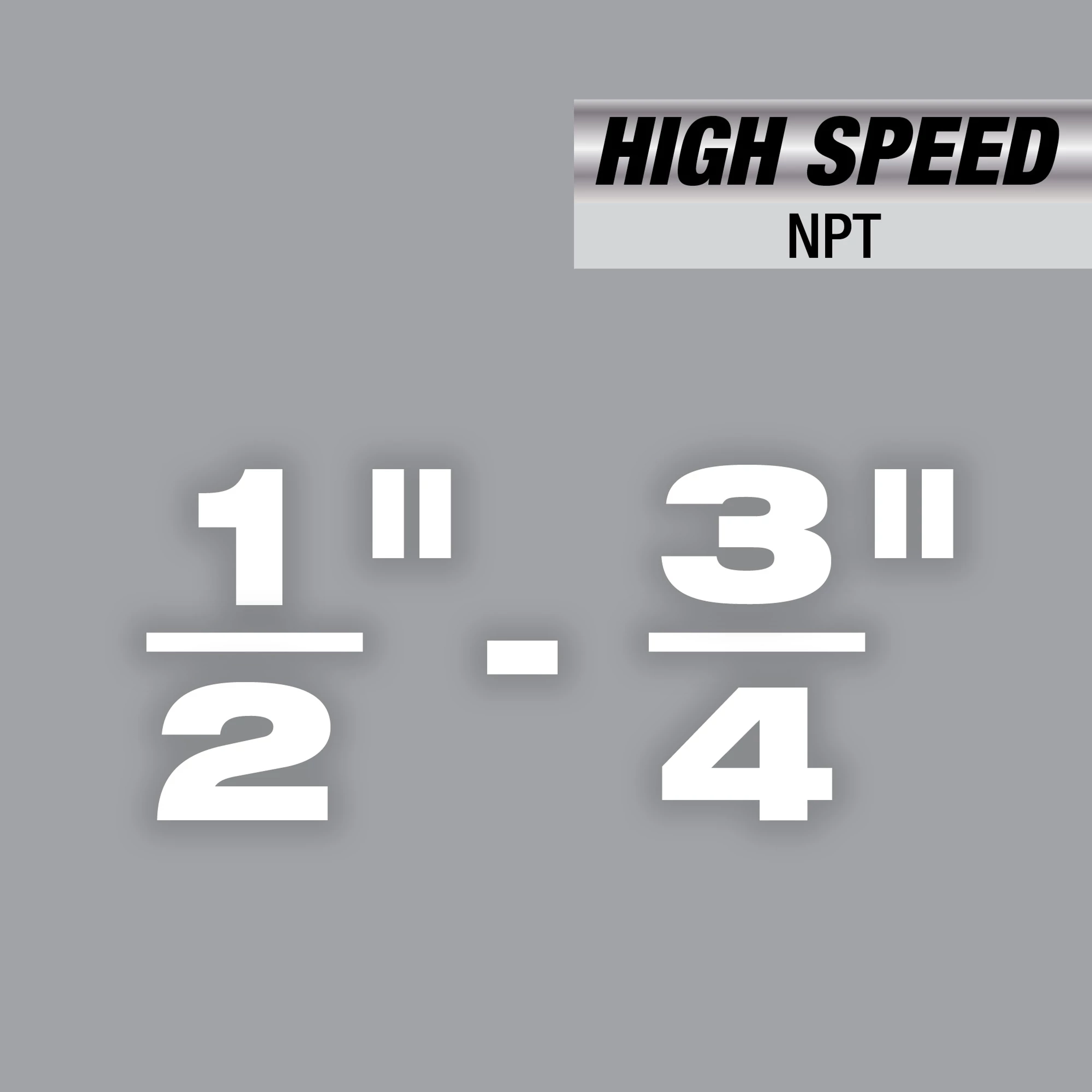 Universal Dies Image Reel for 1/2" to 3/4" NPT. High Speed text on upper right corner. Gray background.