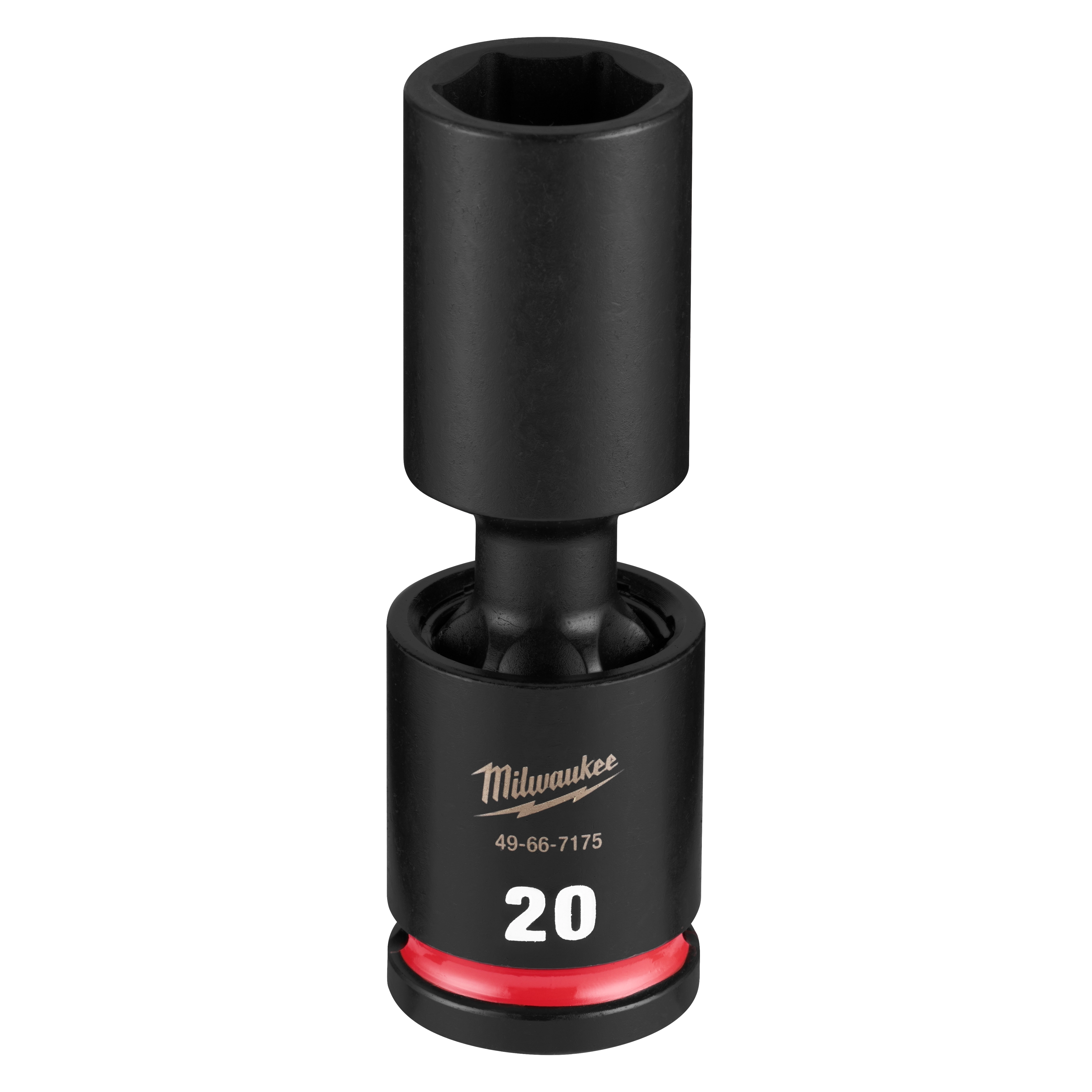 SHOCKWAVE Impact Duty 1/2" Drive 20MM Deep Swivel Socket standing upright on a plain background.
