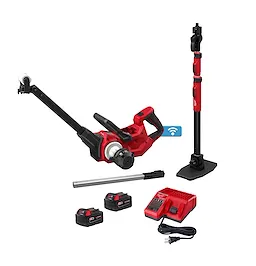 M18 FUEL 1K Wire Puller Kit with puller, stand, two batteries, charger, bar, and cable on a plain background