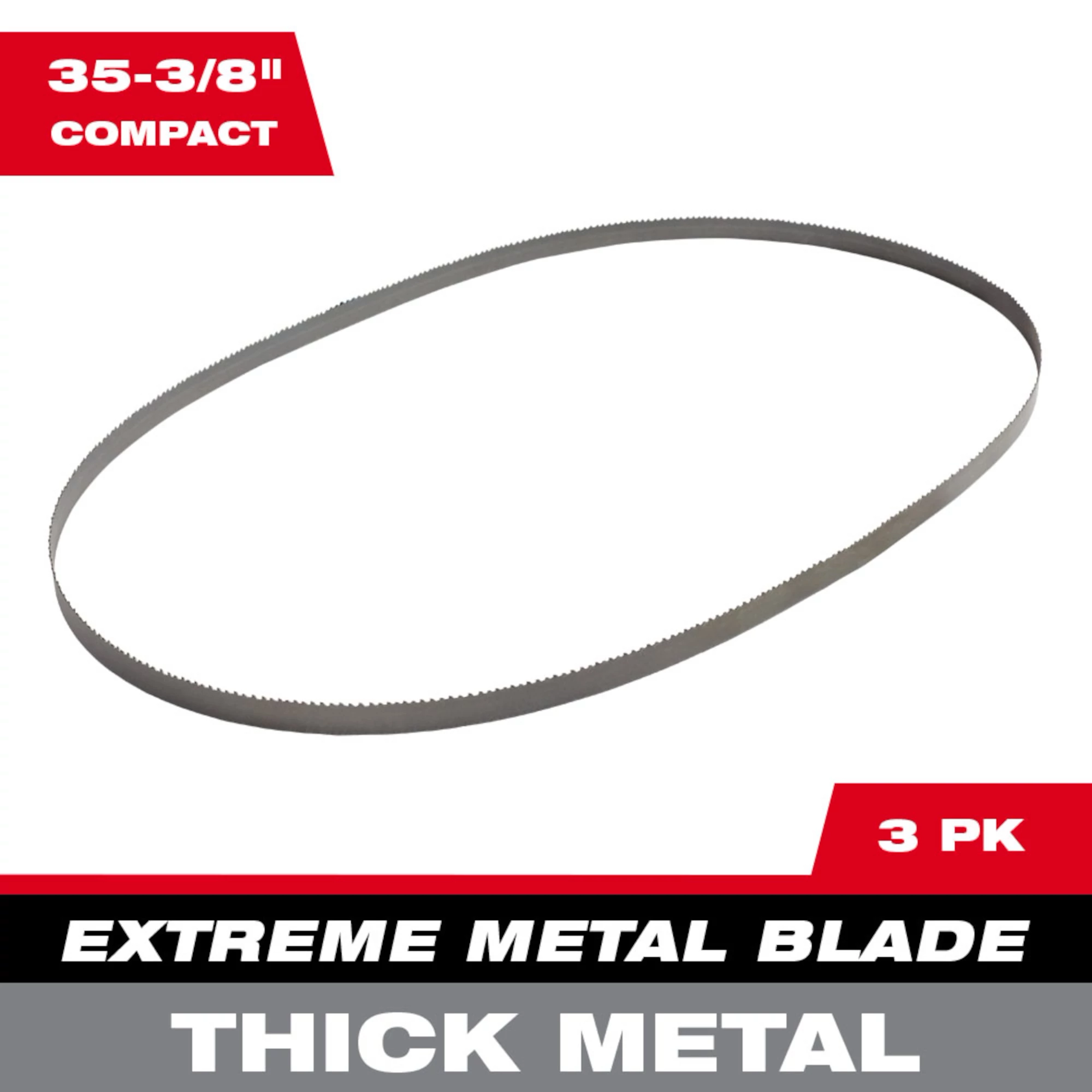 Band Saw Blade Main Image: 35-3/8 inch compact extreme metal blade for thick metal cutting. Sold in packs of three.