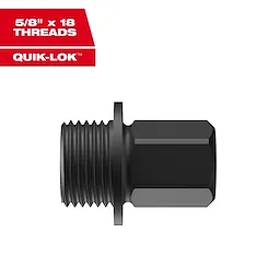 5PK Large Thread Adapters for QUIK-LOK™ Arbors. Metal adapter with threaded end and hexagonal nut end. Designed for compatibility with QUIK-LOK™ arbor systems. Black color and cylindrical shape with visible threading. Solid and durable construction. The package includes five adapters.