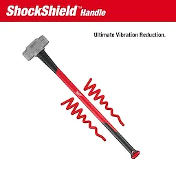 8lb Sledge Hammer (36" Handle) with ShockShield Handle for ultimate vibration reduction, featuring a red and black handle.